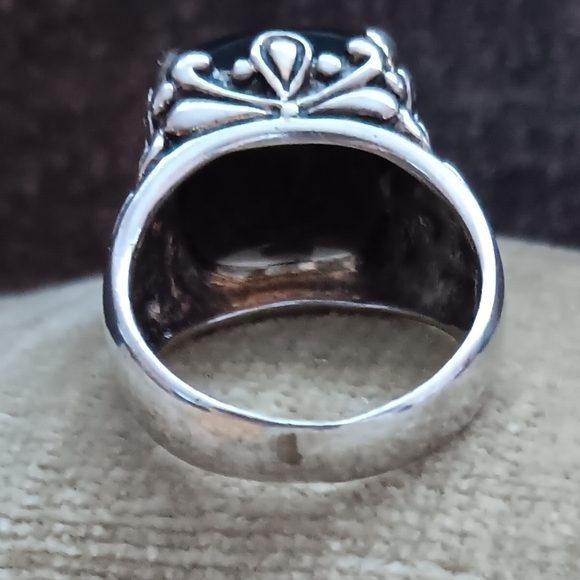 Silver Multi-faceted Brown Synthetic Stone Ring - Picture 4 of 14